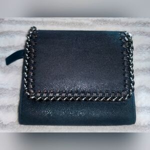 Stella McCartney Black compact wallet with steel edges LOW START